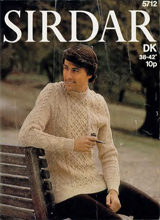 Aran sweater -b[in] Superwash Wool DK or Double Knitting Wool, Wash 'n' Wear Double Crepe, Double Crepe Wool, Courtrelle Random, Candytweed DK, to fit 38-40-42